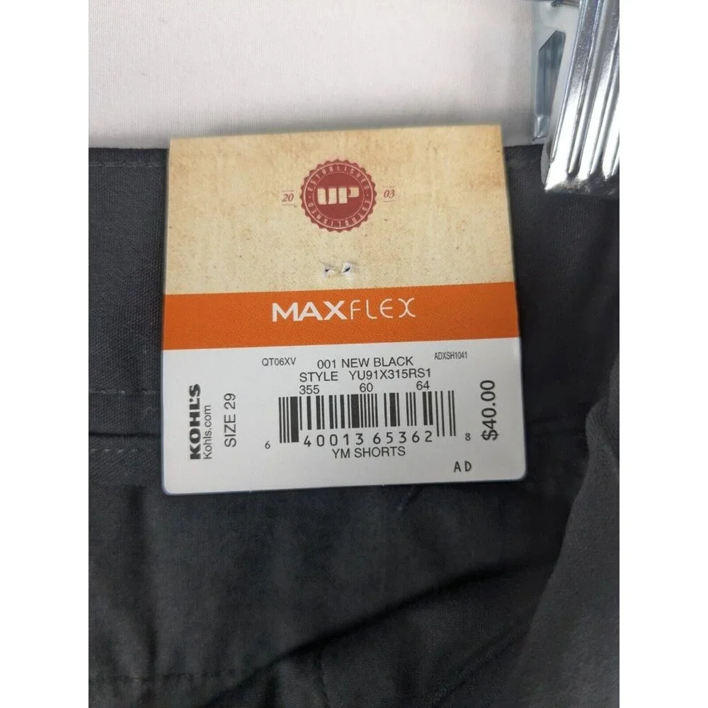 Urban Pipeline Max Flex Shorts 29x12 Black Flat Front Bermuda Chino‎ Tech Pocket